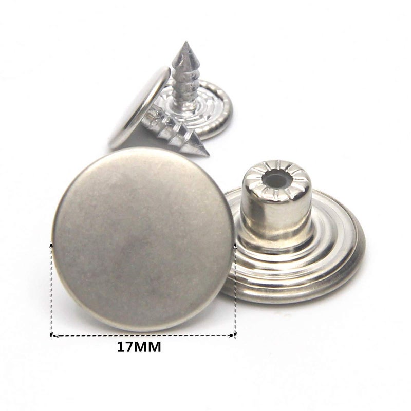Enosea 12 Sets Jean Tack Buttons Metal Replacement Kit, Matte Silver (Silver) - Image 2